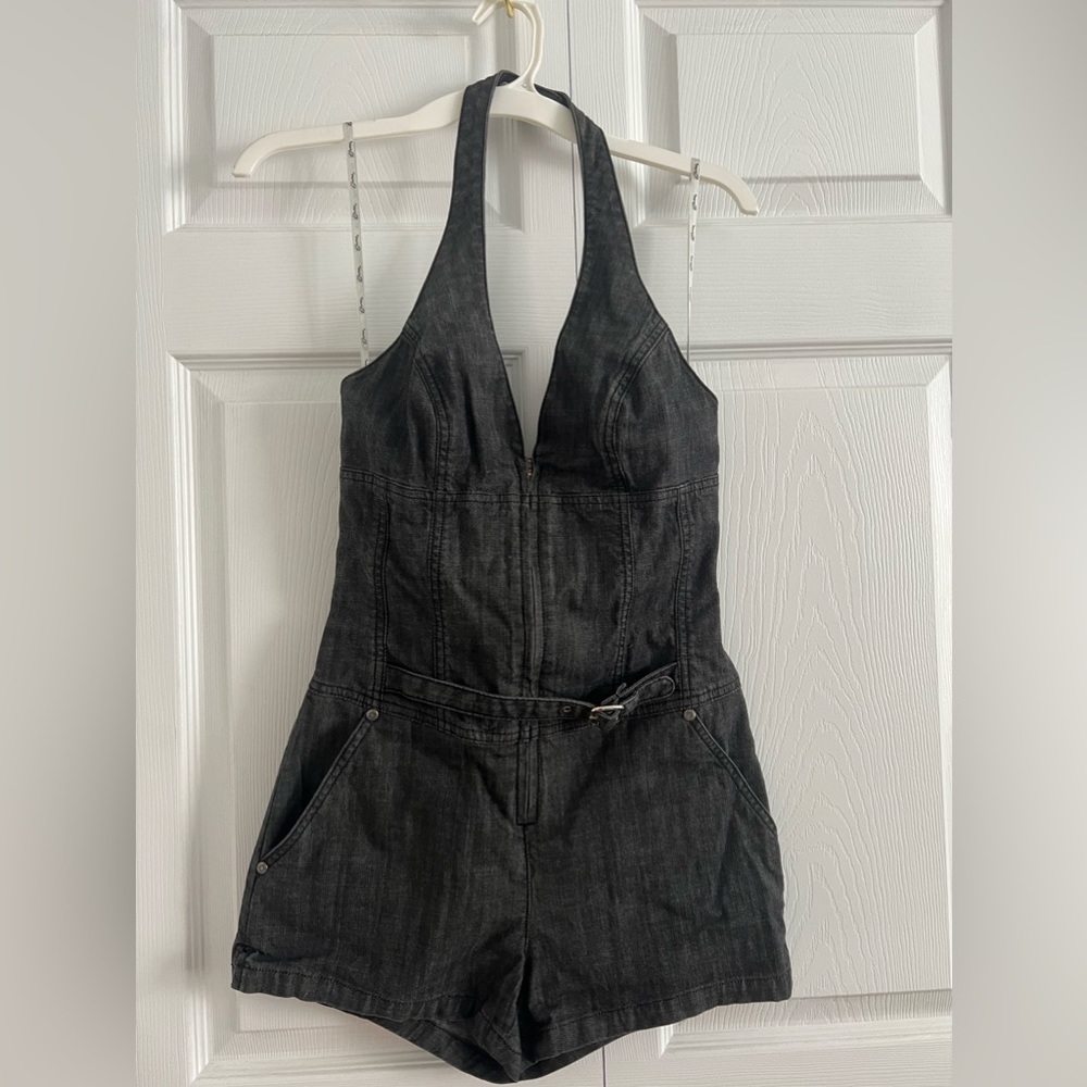 Guess Denim Romper size “26” or 2 black gray wash
